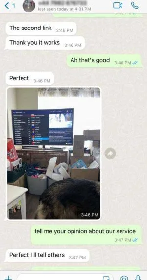 British IPTV UK — WhatsApp customer review 5