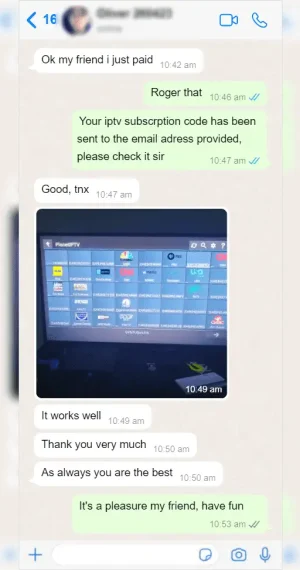 British IPTV UK — WhatsApp customer review 8