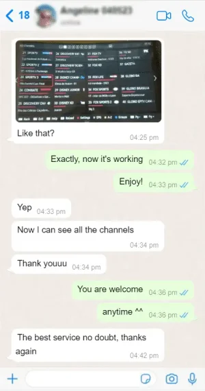 British IPTV UK — WhatsApp customer review 9